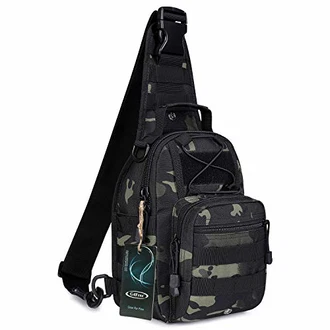 G4Free Tactical Sling Rucksack Militär Schultertasche EDC Brusttasche für Outdoor Sport Camping Wandern Schwarz