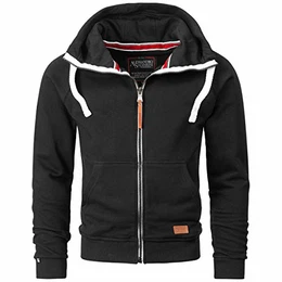 Herren Sweatjacke Kapuzenpullover Jacke Kapuze Hoodie Sweater AS192 [AS-192-Schwarz-Gr.M]