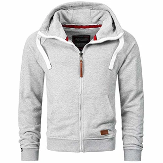 Alessandro Salvarini Herren Sweatjacke Kapuzenpullover Jacke Kapuze Hoodie Sweater AS192 Hellgrau