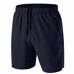 Herren Sport Shorts Kurze Hose Schnell Trocknend mit Reißverschlusstasche Marine