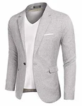 COOFANDY Herren Sakko Sportlich Blazer Slim Fit Anzugjacke Hellgrau