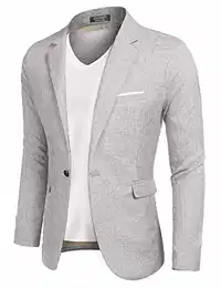 Herren Sakko sportlich modisch Freizeit Blazer Slim fit männer Anzug Jacke, Beige Anthraztit m