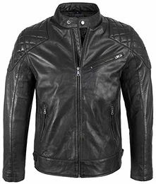 Herren Lederjacke Biker Jacke Echtleder Motorradjacke Leder Jacken Herrenjacke, S, Schwarz H-180