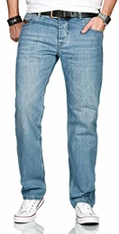 A. Salvarini Designer Herren Jeans Hose Basic Stretch Jeanshose Comfort Fit [AS-200-Hellblau-W32-L32]
