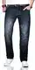 Alessandro Salvarini Designer Herren Jeans Hose Basic Jeanshose gerades Bein Comfort Fit, 32W / 32L, Dunkelblau