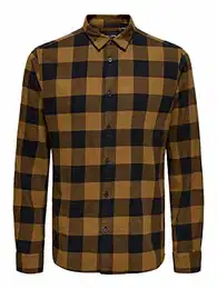Herren ONSGUDMUND LS Checked Shirt NOOS Hemd, Monks Robe, M