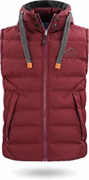 Herren Weste Steppweste mit Swaet Kapuze und Stehkragen - Outdoor Weste mit Wasserdichten Reißverschlüssen Farbe Rot Größe 4XL