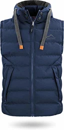 Herren Weste Steppweste mit Swaet Kapuze und Stehkragen - Outdoor Weste mit wasserdichten Reißverschlüssen Farbe Dunkelnavy Größe XL