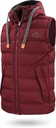 Herren Outdoor Weste Steppweste mit Abnehmbarer Kapuze und Stehkragen, große Seitentaschen und ECO-Obermaterial aus PET-Flaschen - SBS-Reißverschlüsse Farbe Bordeaux Größe M