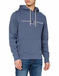 Herren Tommy Logo Hoody Pullover, Faded Indigo, M