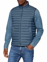 Herren Packable Down Vest Jacke, Charcoal Blue, M