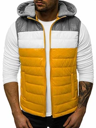 Herren Weste Steppweste Kapuze Vest Ärmellos Jacke Übergangs Daunenweste Herrenweste Steppweste Sportweste Übergangsjacke Bodywarmer Outdoor 777/6431KA GELB M