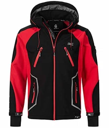 Herren Softshell Jacke Outdoor Jacke Windbreaker Übergangsjacke Anorak Kapuze Regenjacke Winterjacke Herrenjacke Jacket H-230 Schwarz M