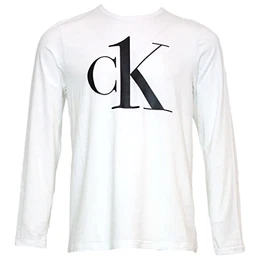 Herren L/S Crew Neck Hemd, White, M