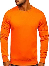 Herren Sweatshirt Pullover Sweater Pulli Langarmshirt Longsleeve Freizeit Sport Fitness Outdoor Basic Casual Style 2001 Orange M [1A1]