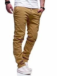 REHYPE Herren Chinohose Regular Slim Fit Chino Hose Basic Stretch Jeans H-551 Beige W32/L32
