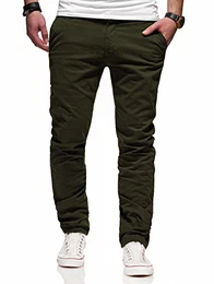 REHYPE Herren Chinohose Regular Slim Fit Chino Hose Basic Stretch Jeans H-551 Khaki W32/L32