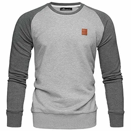 Herren Basic College Sweatjacke Pullover Hoodie Sweatshirt 4050 Hellgrau/Anthrazit M