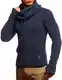 Leif Nelson Herren Pullover Pulli Strickpullover mit Schalkragen Wintepullover Slim Fit Dunkel Blau Medium