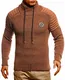 Leif Nelson Herren Strickpullover Braun mit Schalkragen/Hochwertiger Winterpullover in Regular Fit, ideal für Casual und Business, Langarm Größe M