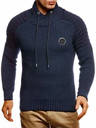 Leif Nelson Herren Strickpullover Schalkragen LN5235 Dunkel Blau (LN5235)