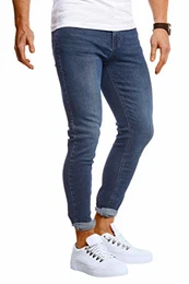 Herren Jeans Hose Slim Fit Stretch Jeanshose für Männer LN1004 Dunkel Blau W31/L32