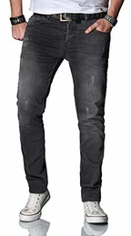 A. Salvarini Designer Herren Jeans Hose Basic Stretch Jeanshose Regular Slim AS035 [AS-035-W32-L32]