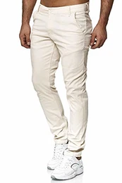 Chino Herren Slim Fit Chinohose Designer Hose Stoffhose Herrenhose Stretch Neu 19530 (32/32, Ecru)