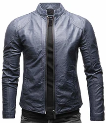 Crone Ivar Herren Lederjacke Cleane Basic Echtleder Jacke Stahlblau