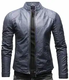 Ivar Herren Lederjacke Cleane Basic Echtleder Jacke (M, Steel Blue (Rindsleder))