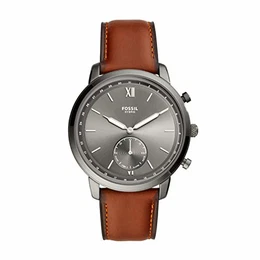 Herren Hybrid Smartwatch Neutra Leder Rotbraun