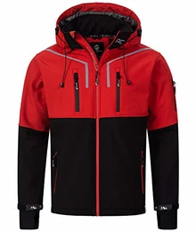 Herren Softshell Jacke Outdoor Jacke Windbreaker Übergangsjacke Anorak Kapuze Regenjacke Winterjacke Herrenjacke Jacket H-222 Rot L