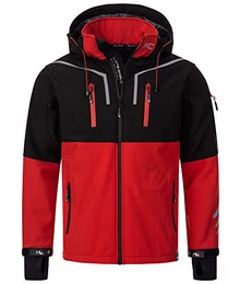 Herren Softshell Jacke Outdoor Jacke Windbreaker Übergangsjacke Anorak Kapuze Regenjacke Winterjacke Herrenjacke Jacket H-222 Schwarz M