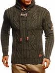 Leif Nelson Herren Hoodie Pullover mit Kapuze Slim Fit LN5400 Khaki