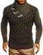 Leif Nelson Herren Pullover Pulli Strickpullover mit Schalkragen Winterpullover Slim Fit Khaki Schwarz X-Large