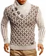 Leif Nelson Herren Pullover Pulli Strickpullover mit Schalkragen Winterpullover Slim Fit Tan Choclate Medium