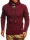 Leif Nelson Herren Hoodie Pullover mit Kapuze Schwarzer Männer Strickpullover Winterpullover Kapuzenpullover Pulli Slim Fit Langarm LN5400 Bordeaux Schwarz X-Large