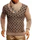 Leif Nelson Herren Pullover Pulli Strickpullover mit Schalkragen Winterpullover Slim Fit LN5385 Braun Schwarz X-Large