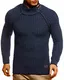 Leif Nelson Herren Pullover Pulli Strickpullover mit Rollkragen Rollkragenpullover Winterpullover Slim Fit LN5295 Blau Medium
