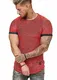 OneRedox Herren T-Shirt Kurzarm Weiter Ausschnitt Oversize Tee Modell 1494 Rot M