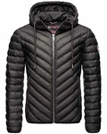 Navahoo Herren Übergangsjacke Steppjacke mit Kapuze B837 Schwarz (B837-Fey)