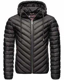 Herren Übergangsjacke Jacke Steppjacke Stepp gefüttert mit Kapuze B837 [B837-Fey-Schwarz-Gr.M]