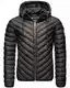 Navahoo Herren Übergangsjacke Jacke Steppjacke Stepp gefüttert mit Kapuze B837 [B837-Fey-Schwarz-Gr.M]