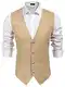 COOFANDY Herren Wildleder Anzug Weste Casual Western Weste Jacke Slim Fit Weste, Beige, M
