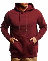 Herren Hoodie Pullover mit Kapuze Oversize Kapuzenpullover für Männer Pulli Longsleeve Sweatshirt Kaputze Langarm LN8351 Größe L Bordeaux