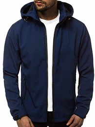Herren Softshell Jacke Regenjacke Wasserdicht Atmungsaktiv Softshelljacke Übergangsjacke Winterjacke Windbreaker Skijacke Winter Kapuze Herrenjacke Outdoor JS/56008 DUNKELBLAU M