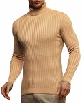 Leif Nelson Herren Strickpullover Rollkragenpullover LN2115 Beige (LN2115)