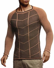 Strickpullover Herren Rundhals (Braun, Größe M) - Dünner Männer Strick Pullover für Winter & Sommer - Coole Crewneck Männer Pullover
