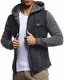 Leif Nelson Herren Jeansjacke schwarz Freizeitjacke Denim Vintage Jeans Jacke für Männer mit Kapuze Slim Fit Hoodie Kapuzenjacke verwaschen Casual Anthrazit Medium