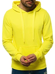 OZONEE Herren Kapuzenpullover Sweatjacke Sweatshirt Kapuzenjacke Kapuzenpulli mit Reißverschluss Langarm Hoodie Sport Style Casual Fitness Training Basic (2008) GELB-NEON (777/948B)